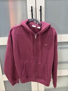 Levi's Maroon Full-Zip Hoodie with Hood